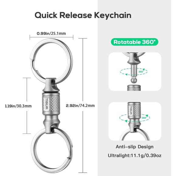 Titanium Quick Release Keychain Retractable Key Chain Detachable Keychain Clip - Picture 3 of 7